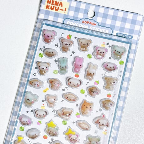 【HINAKUU】POP POP POPCORN STICKER ステッカーシール/ブルー