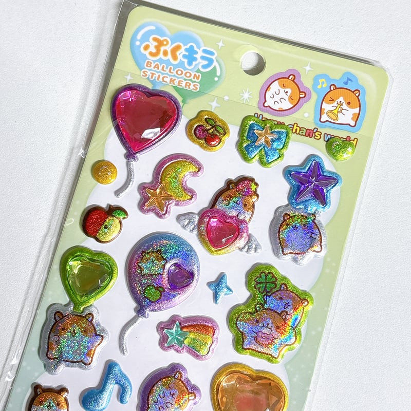 ぷくキラバルーンステッカー】 ハムちゃんずワールド ステッカーシール