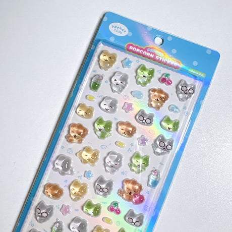 【heeheeclub】POP POP POPCORN STICKER ステッカーシール/ブルー