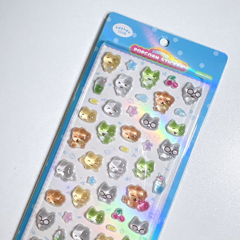 heeheeclub】POP POP POPCORN STICKER ステッカーシール/ブル