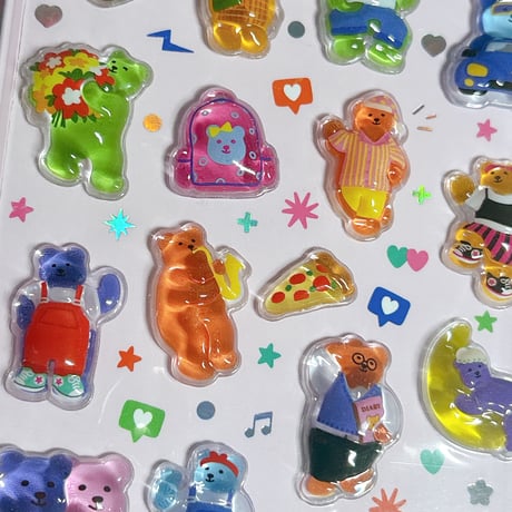 【韓国シール】3D CRYSTAL STICKER《ジェリーベア》シール