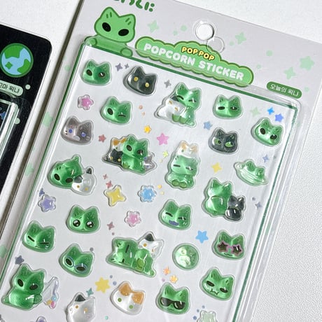 【oeknya】POP POP POPCORN STICKER ステッカーシール/ホワイト