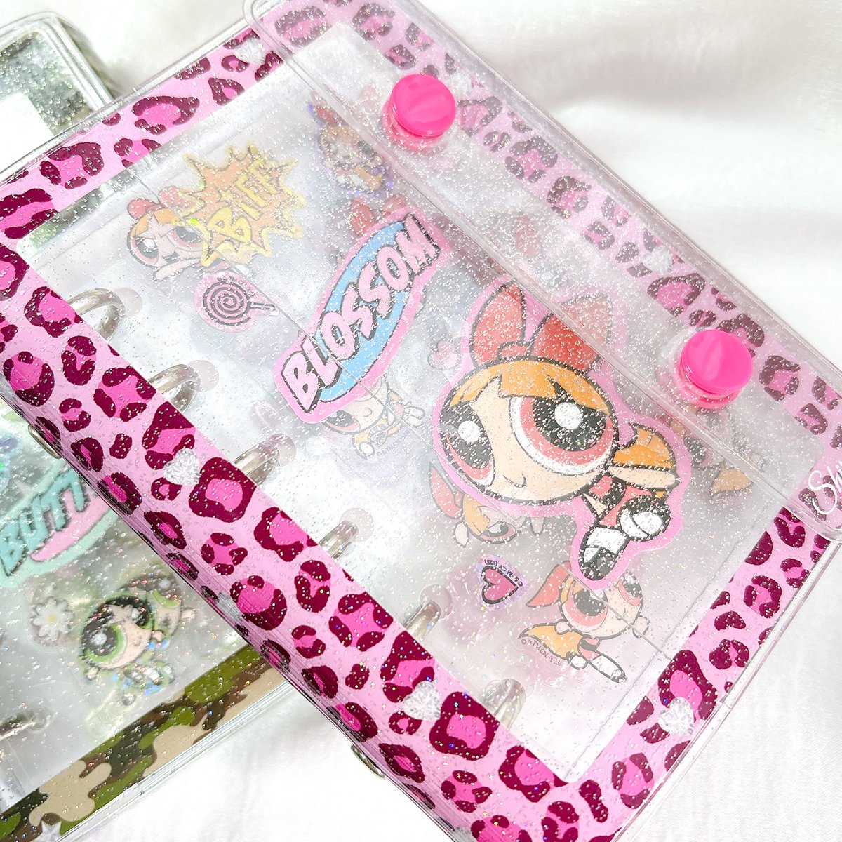 高品質！【A7】カモフラ＆ヒョウ柄ラメ入りバインダー/シール帳