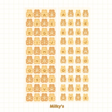 【Milky's】くまちゃんアルファベットシール《sticker seal》