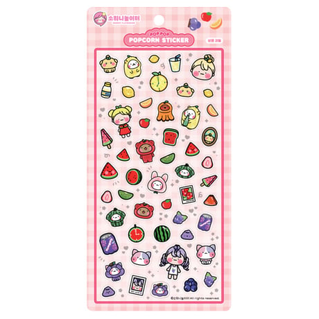 【SW Playground】POP POP POPCORN STICKER ステッカーシール/ピンク