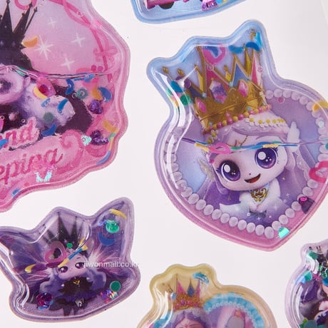 【韓国シール】プリンセスキャッチティニピン　ビーズウォーターステッカー　シール