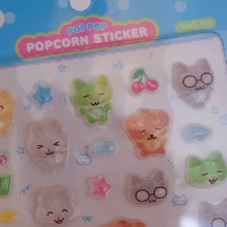 【heeheeclub】POP POP POPCORN STICKER ステッカーシール/ブルー