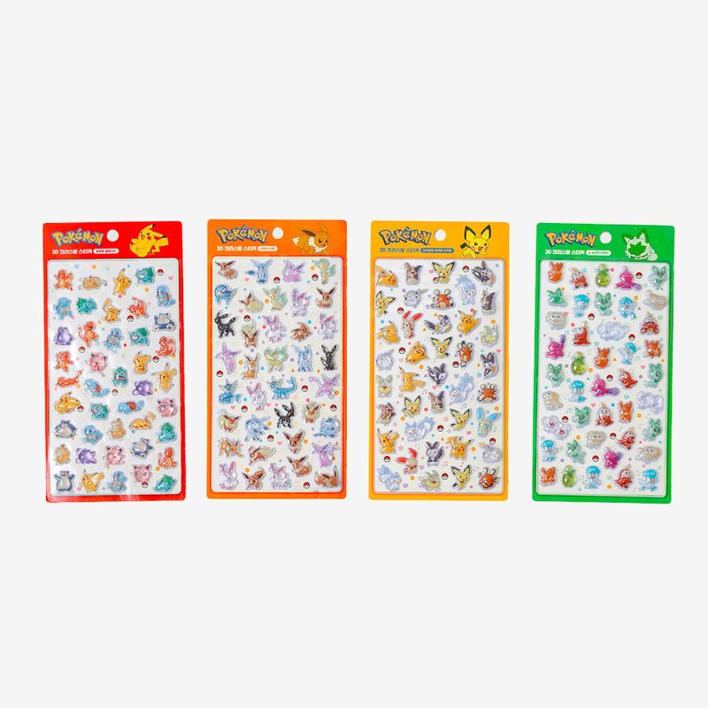 16枚 韓国 ポケモン 3d 硬いタイプ シール　韓国限定 toktok 韓国シール】3D CRYSTAL STICKER《ポケモン/ポケットモンスター