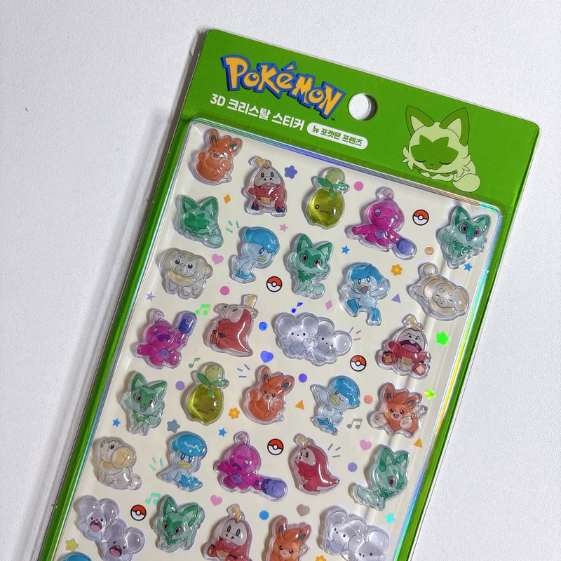 16枚 韓国 ポケモン 3d 硬いタイプ シール　韓国限定 toktok 韓国シール】3D CRYSTAL STICKER《ポケモン/ポケットモンスター
