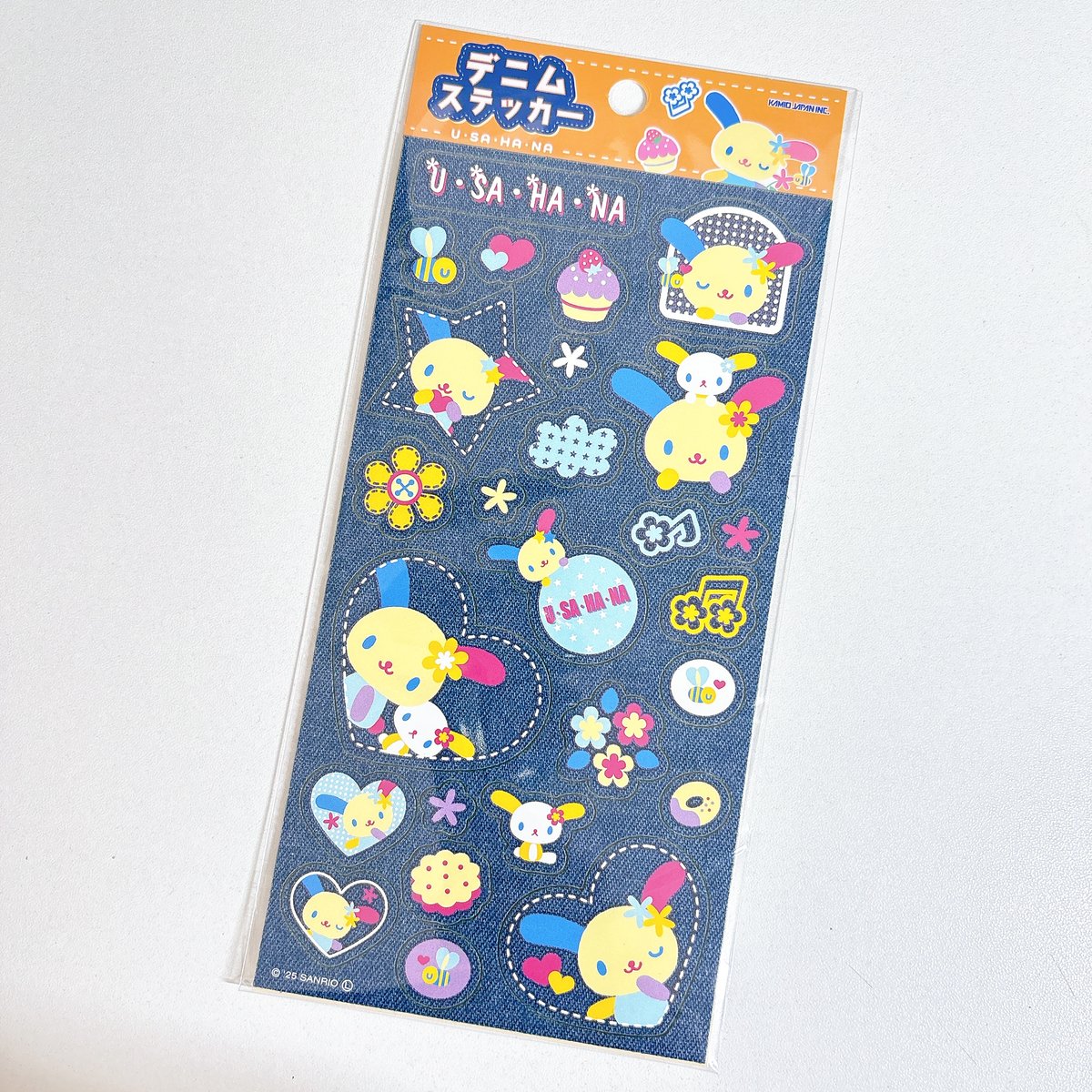サンリオキャラクターズ》ウサハナ シールシート デニムシール