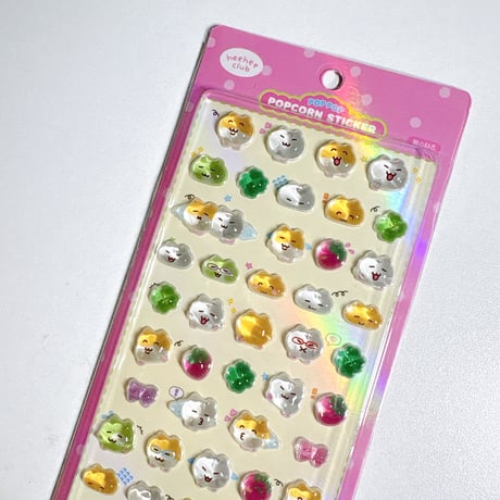 【heeheeclub】POP POP POPCORN STICKER ステッカーシール/ピンク