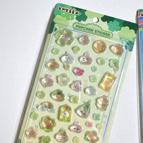 【emergency forest】POP POP POPCORN STICKER ステッカーシール/グリーン