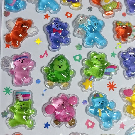 【韓国シール】3D CRYSTAL STICKER《ジェリーベア》シール