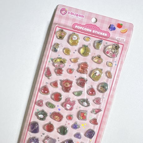 【SW Playground】POP POP POPCORN STICKER ステッカーシール/ピンク