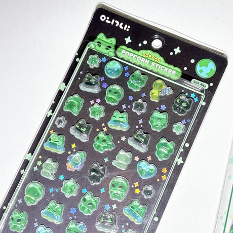 【oeknya】POP POP POPCORN STICKER ステッカーシール/ブラック