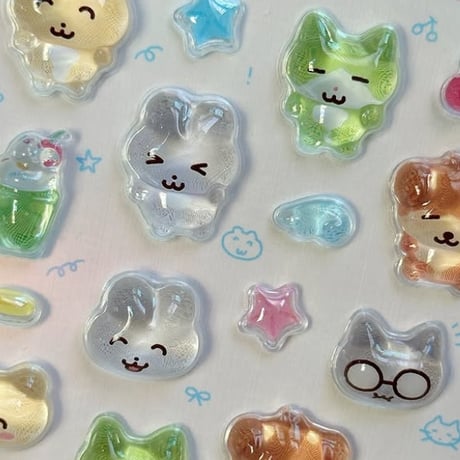 【heeheeclub】POP POP POPCORN STICKER ステッカーシール/ブルー