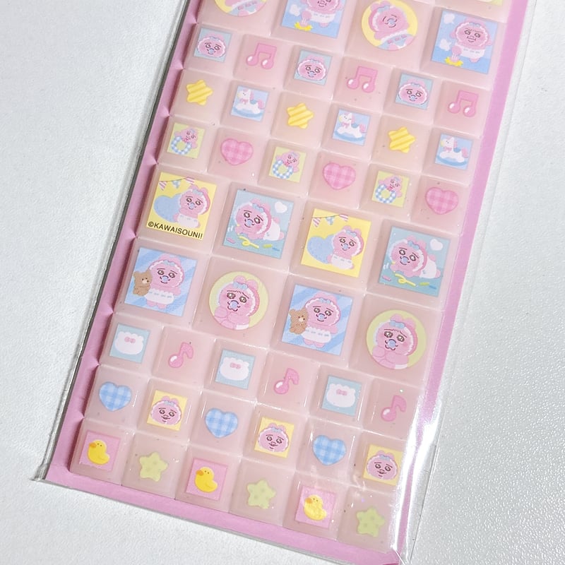 タイルシール】 おぱんちゅうさぎ(ピンク) ブロックシール タイル