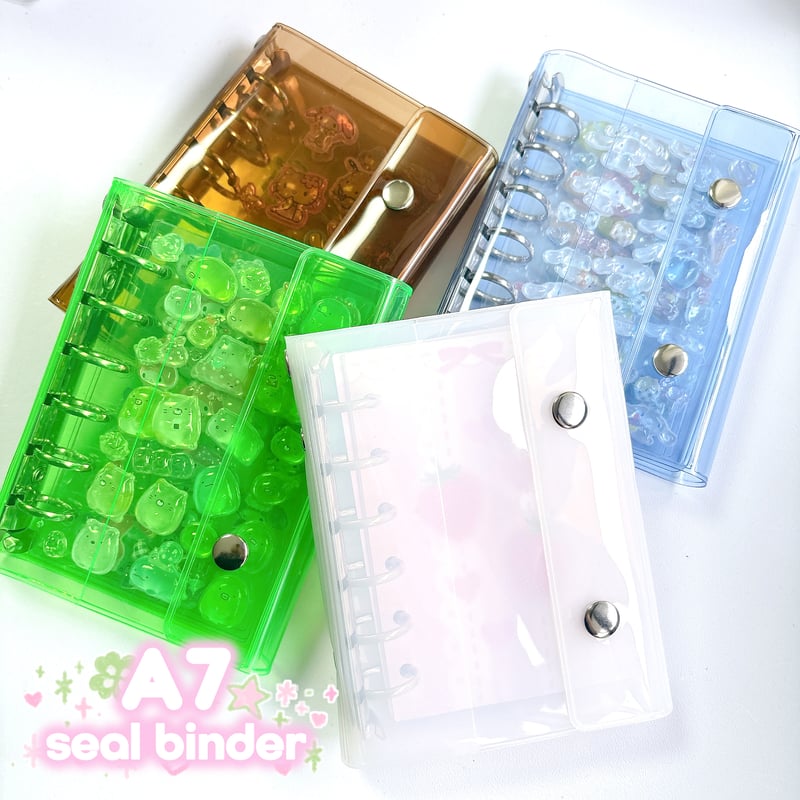 高品質！【A7】シルバーリング・2ボタンバインダーカラフル/シール帳