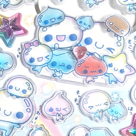 【光るプチドロップステッカー】《ぷくぷくあわわちゃん》 シール