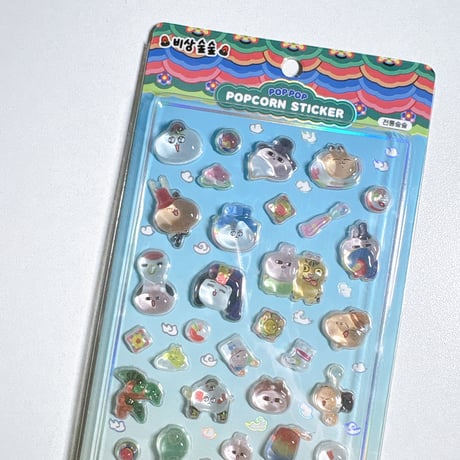 【emergency forest】POP POP POPCORN STICKER ステッカーシール/ブルー