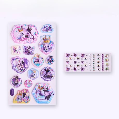 【韓国シール】プリンセスキャッチティニピン　ビーズウォーターステッカー　シール