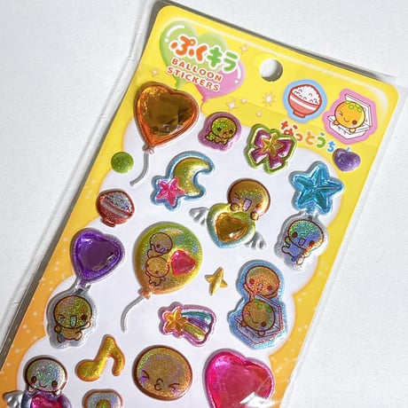 【ぷくキラバルーンステッカー】なっとうちゃん ステッカーシール
