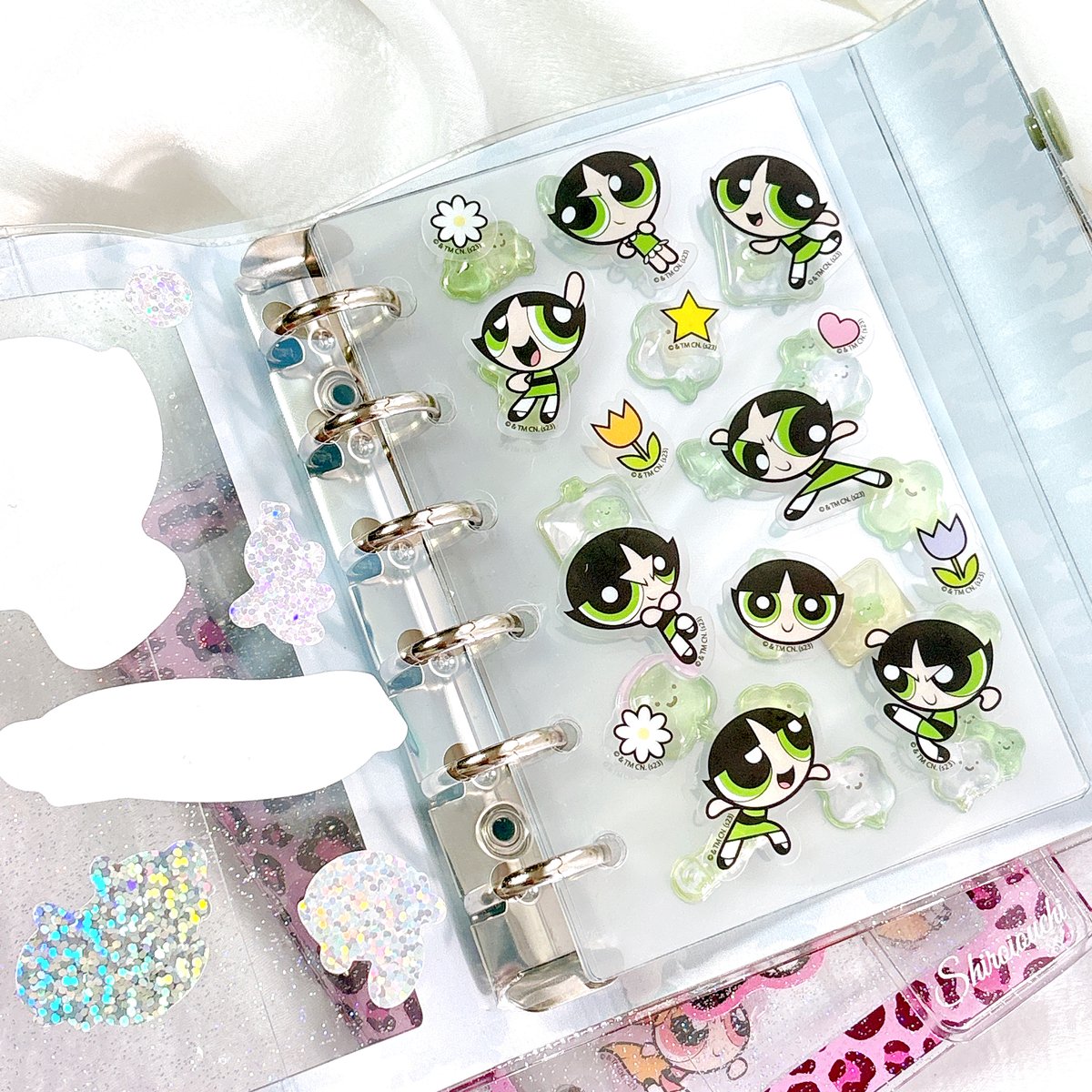 高品質！【A7】カモフラ＆ヒョウ柄ラメ入りバインダー/シール帳