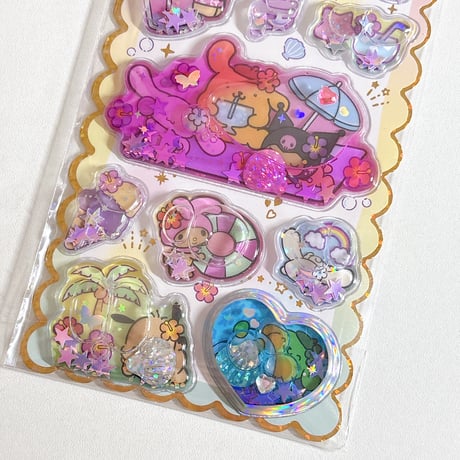 【 ウォーターインシール】 サンリオキャラクターズ   日焼けサマー ステッカーシール