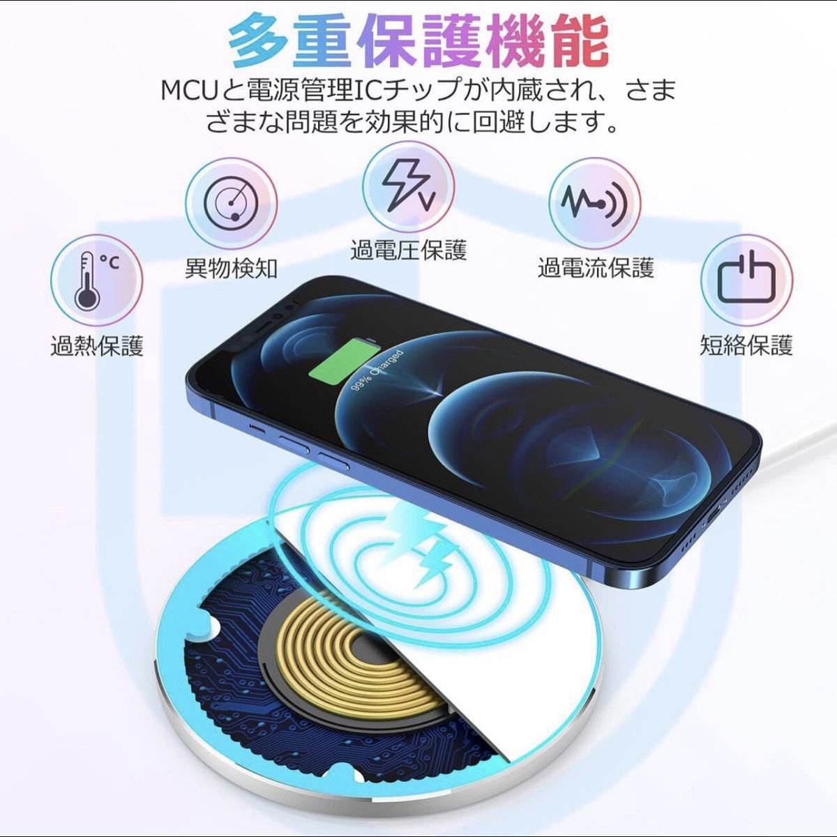 ワイヤレス充電器 無線充電器 iPhone充電器 無線 急速充電 置くだけ Qi