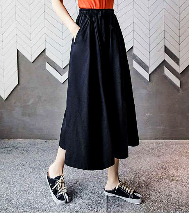レディース ガウチョパンツ リネンスカート リネンパンツ ロング