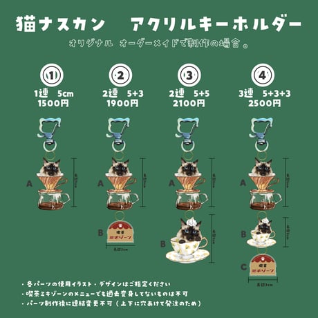 【オーダーメイド】猫ナスカン　アクリルキーホルダー