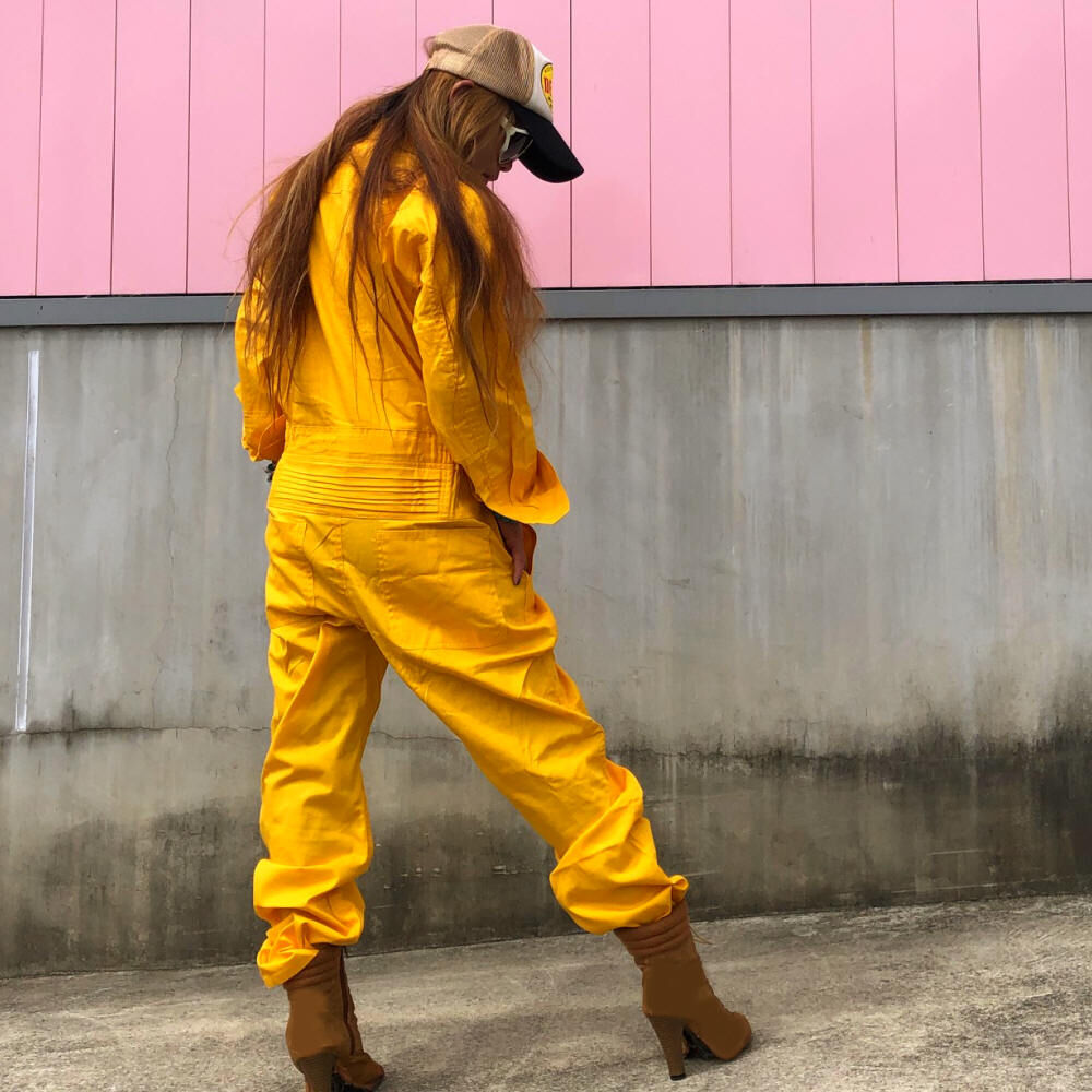 送料無料】【ユニセックス】つなぎ 作業着 オールインワン YEL