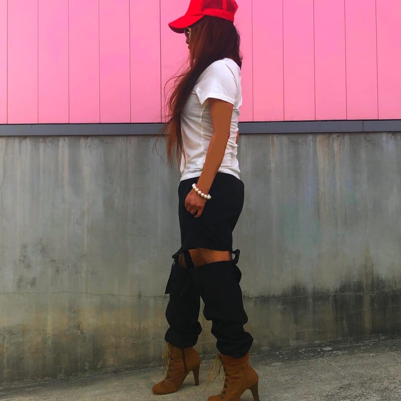 QutieFrash ミリタリーレッグウォーマー付ショートパンツ 赤