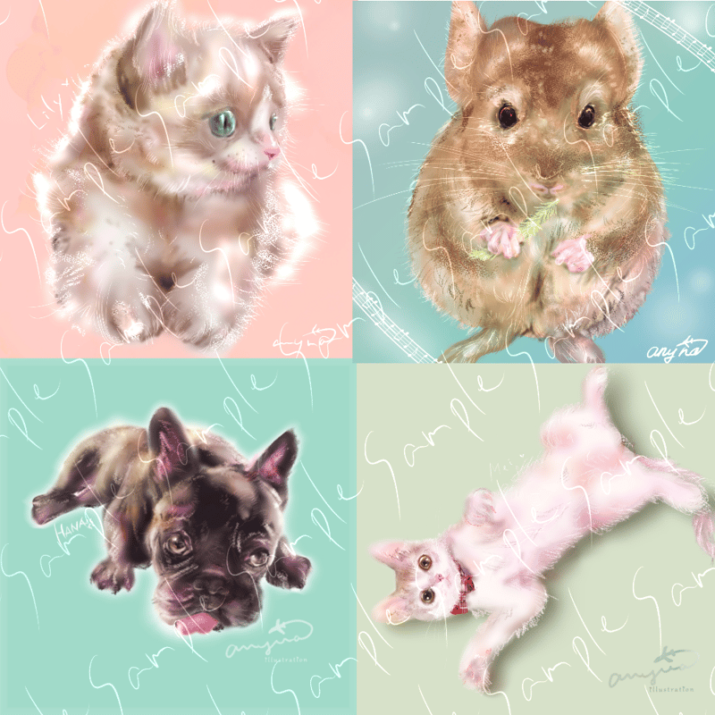 大切なご家族(ペット)の似顔絵お描きします<デジタルデータ