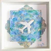 【アナログ原画】　飛行機　白群