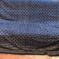 インド 藍染め ダブルサイズ ベッドカバー ジグザグ1 - シーツ/カバー