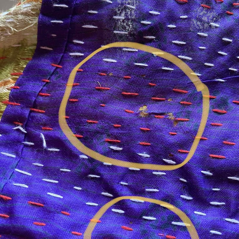 インド カンタ ラリーキルト ストール パッチワーク 刺し子 大 | MAKOLANDS
