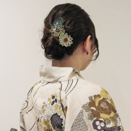 【完成品・7日以内に発送】髪飾り　ミニひまわり　2個セット