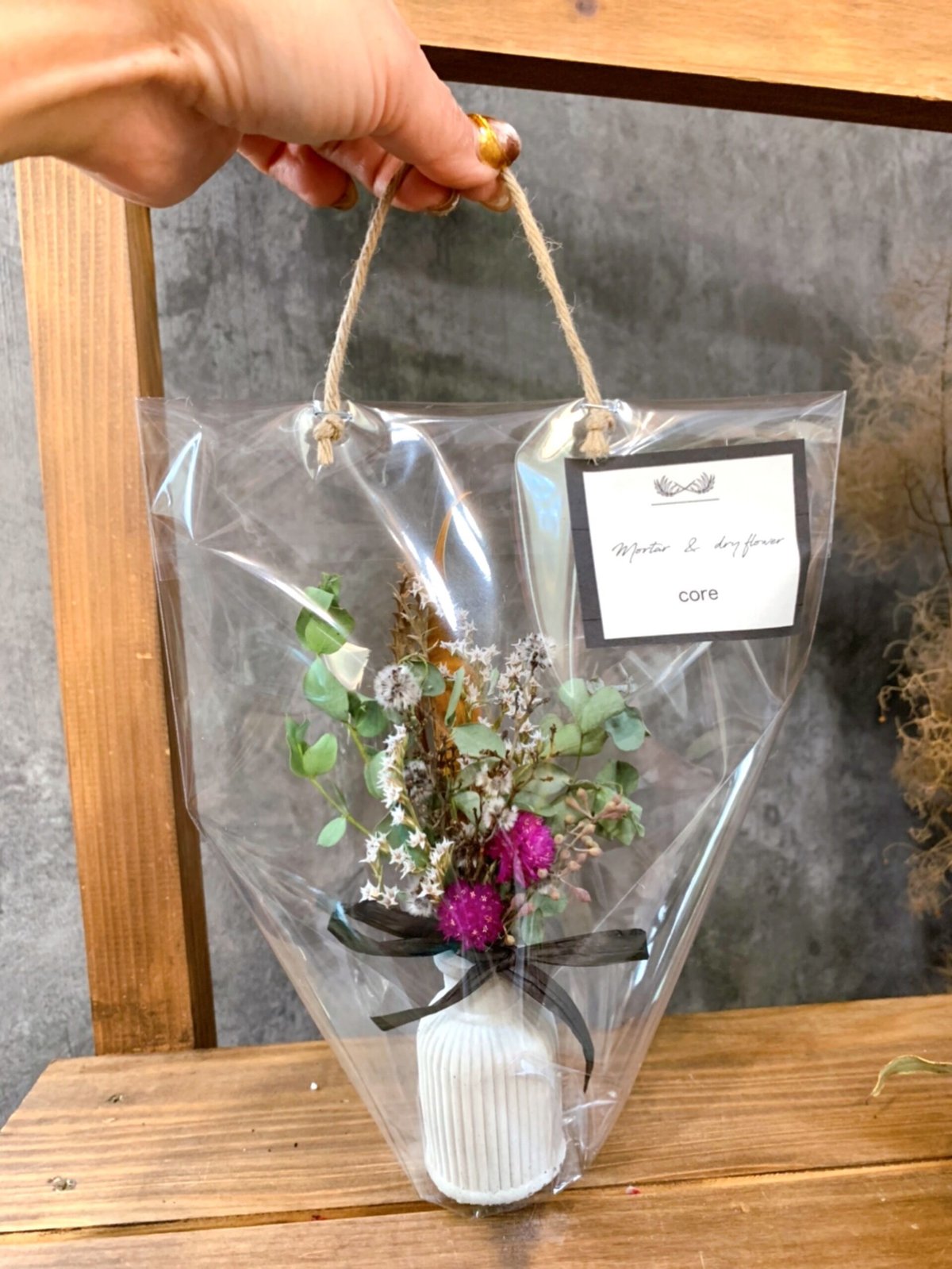 モルタル一輪ざし 1 pink &Gray | core dry flower STORE