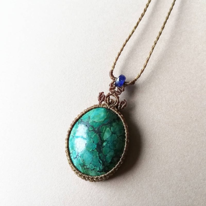 ねこ❣️パーフェクトシリーズ ターコイズ連ネックレス処理石14ミリ