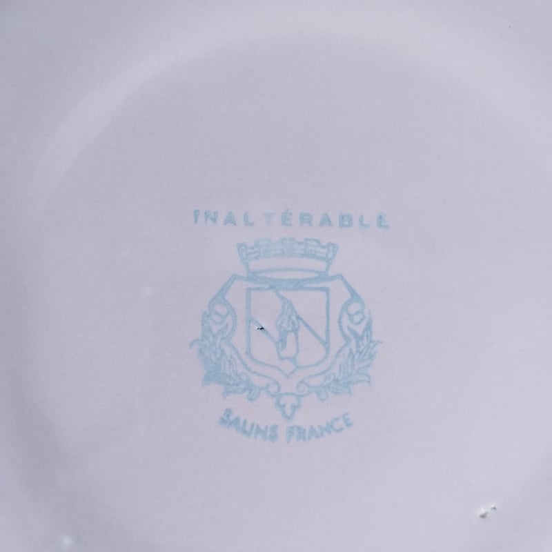 フランスアンティークプレート ピンクの花リムc | フランス