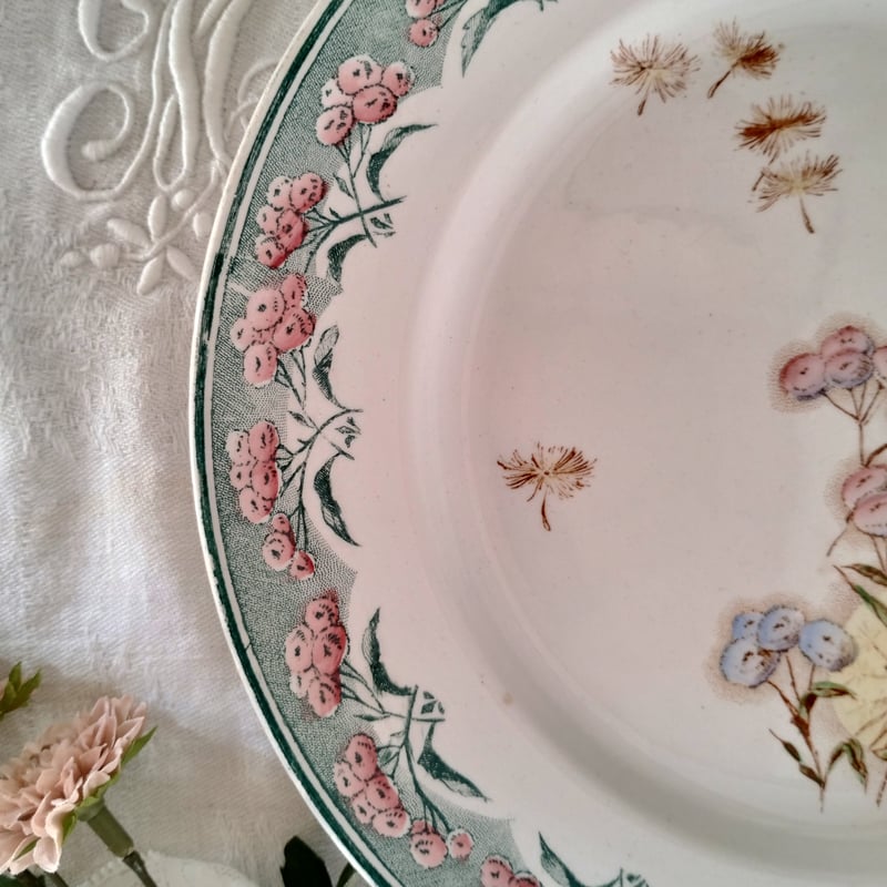 フランスアンティーク クレイユモントロー わた毛のプレート b