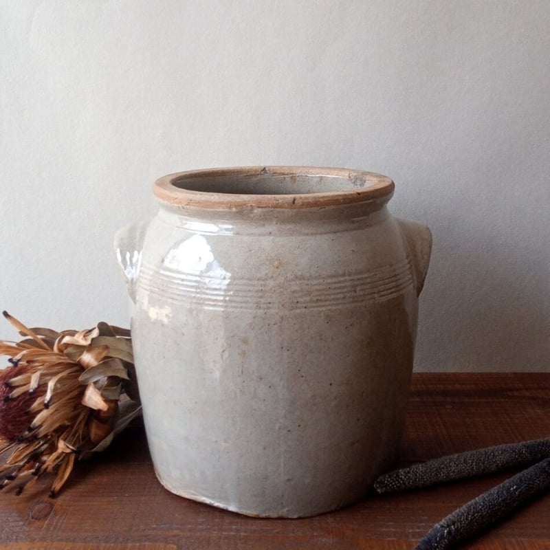 フランスアンティーク コンフィポット EARTHENWARE VESSEL - 家具