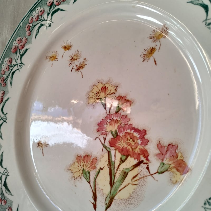 フランスアンティーク クレイユモントロー わた毛のプレート e