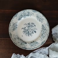 フランスアンティークプレート ピンクの花リムb | フランス