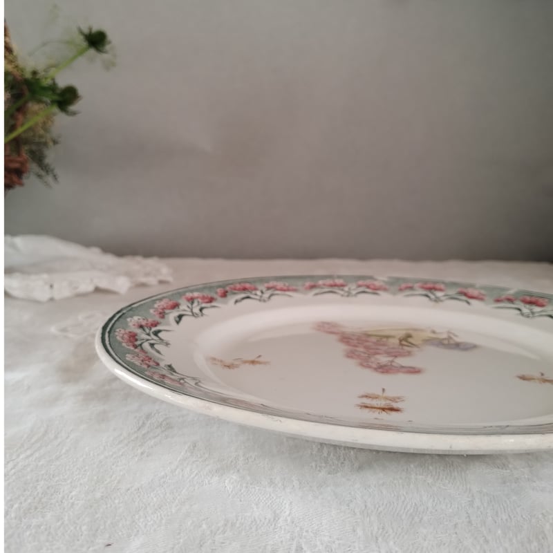 フランスアンティーク クレイユモントロー わた毛のプレート b