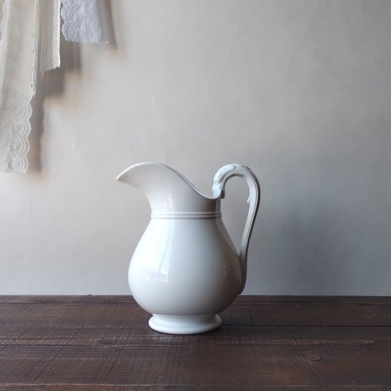 美品】フランスアンティーク Badonviller窯 ホワイトピシェ 3543