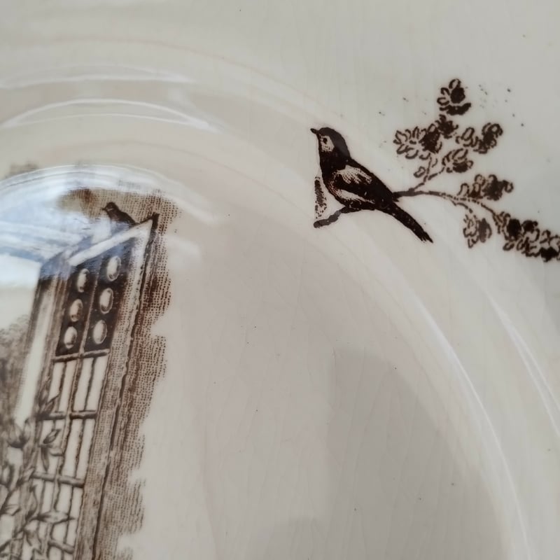 フランスアンティーク ショワジールロワのセピアなプレート(猫)b