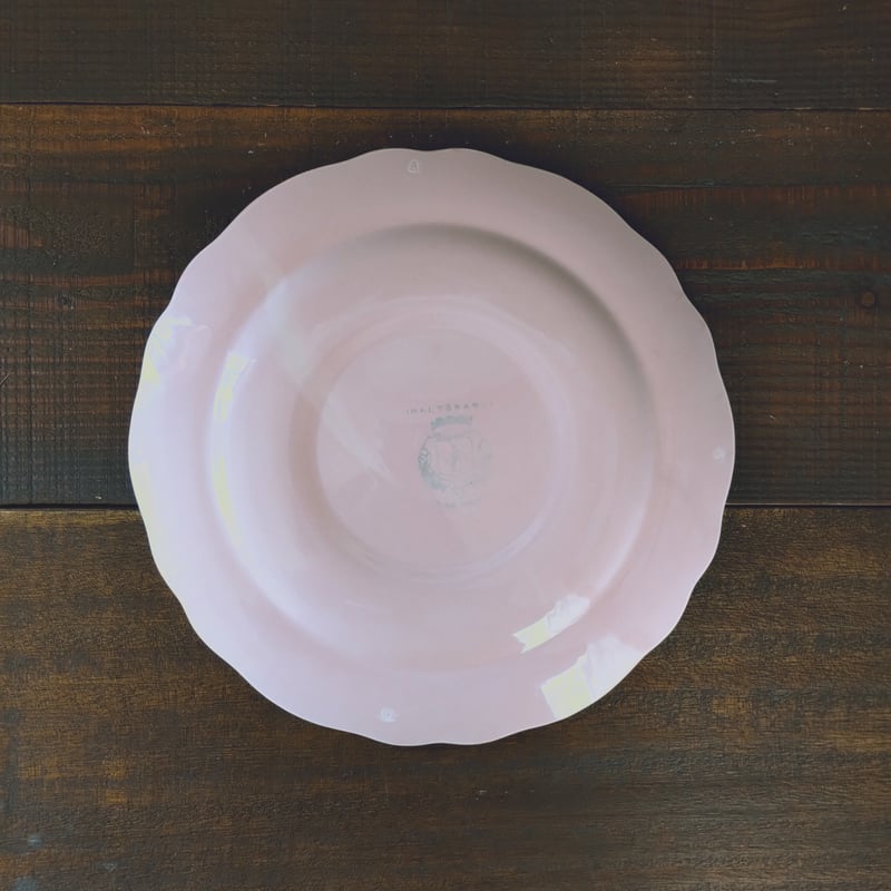 フランスアンティークプレート ピンクの花リムa | フランス