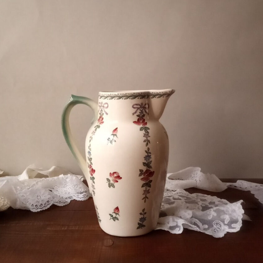 アンティーク　フランス　花柄 陶器 ピッチャー　美品　20世紀初頭 original